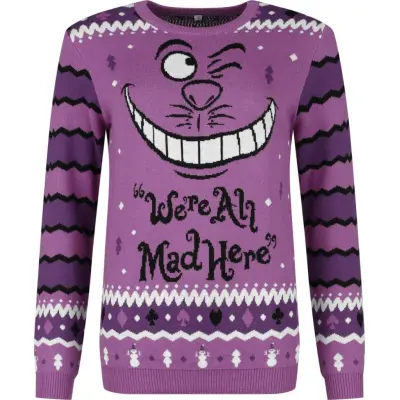 Alice i Underlandet - Anime Christmas jumper - Cheshire Cat - We're All Mad Here - S XXL - för Dam - flerfärgad