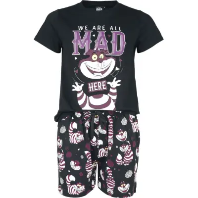 Alice i Underlandet - Anime Pyjamas - Cheshire Cat - We Are All Mad Here - S 3XL - för Dam - svart