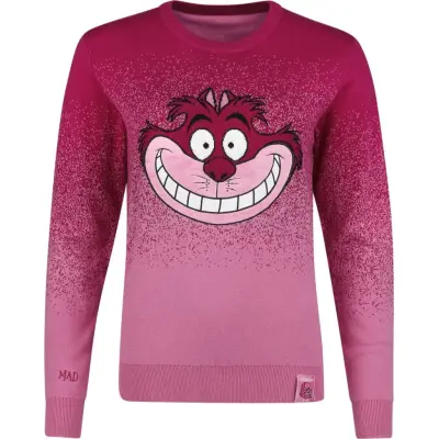 Alice i Underlandet - Anime Stickad jumper - Cheshirekatten - S XXL - för Dam - rosa