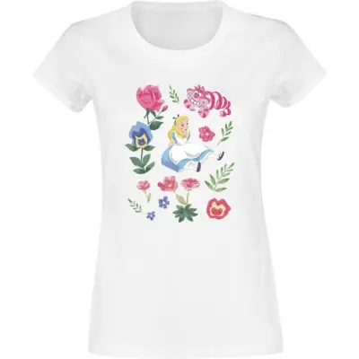 Alice i Underlandet - Anime T-shirt - Alice Friends Flowers - S XL - för Dam - vit