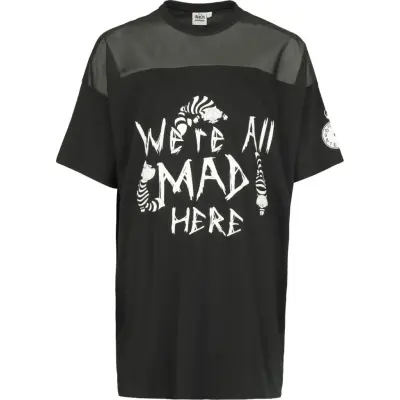 Alice i Underlandet - Anime T-shirt - Cheshire Cat - We're All Mad Here - S 3XL - för Dam - svart