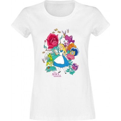 Alice i Underlandet - Anime T-shirt - Floral Forest - S XL - för Dam - vit