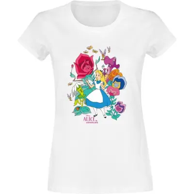 Alice i Underlandet - Anime T-shirt - Floral Forest - S XL - för Dam - vit