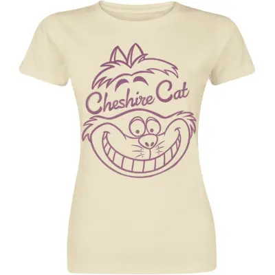 Alice i Underlandet - Anime T-shirt - Grinsekatze - Cheshire Cat Smile - S XXL - för Dam - naturfärgad