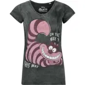 Alice i Underlandet - Anime T-shirt - Grinsekatze - This Way Or That Way? - S 4XL - för Dam - svart