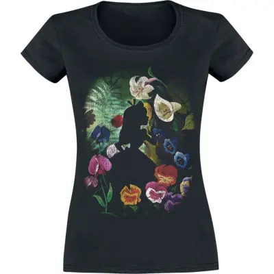 Alice i Underlandet - Disney T-shirt - Black Flower - XS L - för Dam - svart