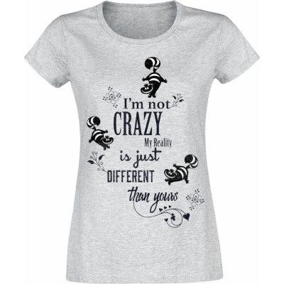 Alice i Underlandet - Disney T-shirt - Cheshire Cat - I'm Not Crazy - XS XXL - för Dam - gråmelerad