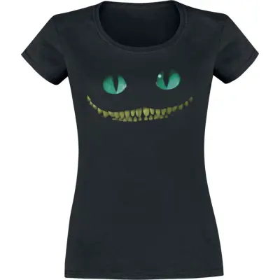 Alice i Underlandet - Disney T-shirt - Cheshire Cat - Smile - S XXL - för Dam - svart