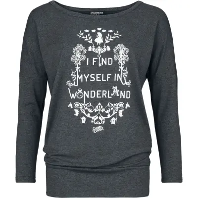 Alice i Underlandet Långärmad tröja - We're All Mad Here - S XL - för Dam - mörkt gråmelerad
