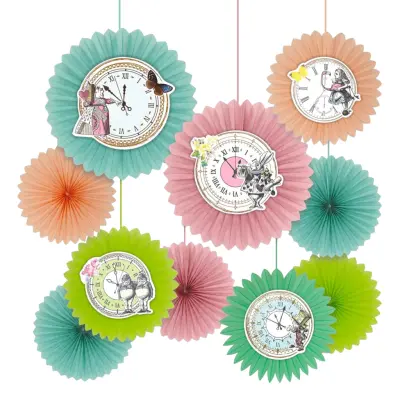 Pappersfjädrar Klockor Alice Wonderland - 10-pack