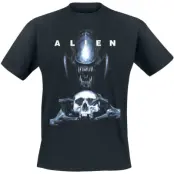 Alien T-shirt - Blue Holding A Skull - M 3XL - för Herr - svart