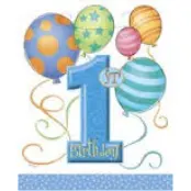 1-årskalas blå ballonger godispåsar 8-pack