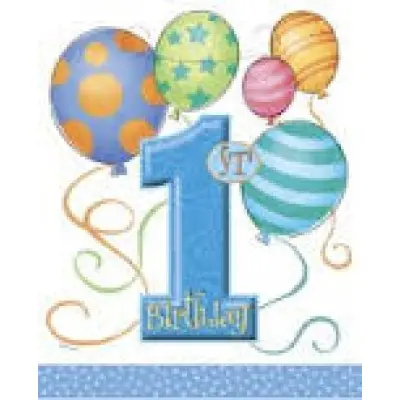 1-årskalas blå ballonger godispåsar 8-pack