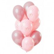 40 års Ballonger elegant rosa 33cm 12-pack