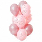 60 års Ballonger elegant rosa 33cm 12-pack