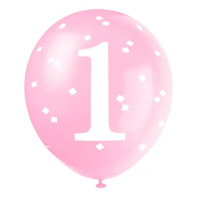 Ballong 1 År med Konfetti Rosa