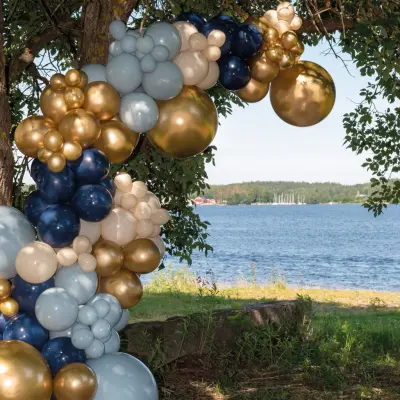 Ballongbåge Blå/Guld/Beige