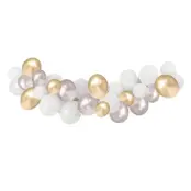 Ballongbåge guld/silver/vit 3 m