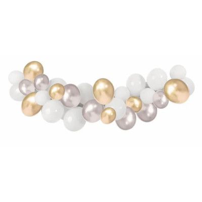 Ballongbåge guld/silver/vit 3 m