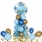 Ballongbox Blå Grattis på Födelsedagen
