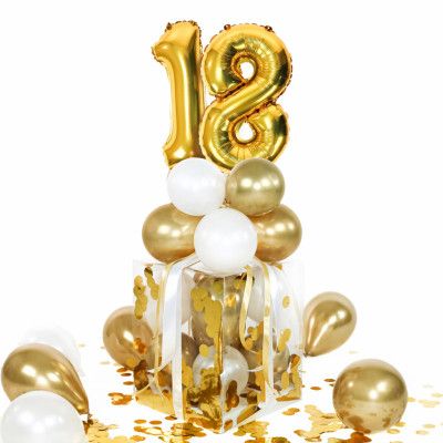 Ballongbox Siffror Guld 18