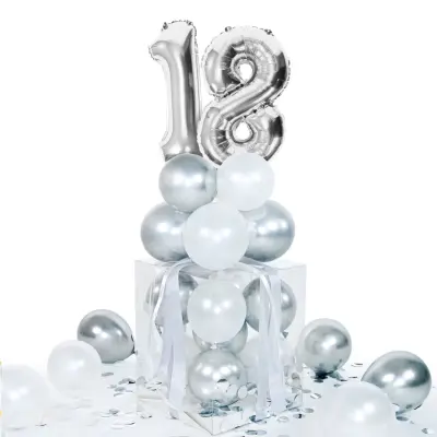 Ballongbox Siffror Silver 18