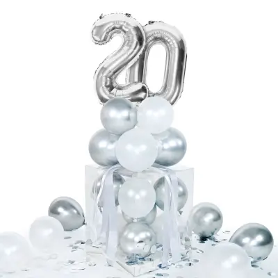 Ballongbox Siffror Silver 20
