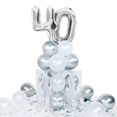 Ballongbox Siffror Silver 40