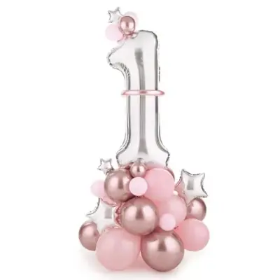Ballongbukett 1 År Rosa 90x140cm