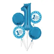 Ballongbukett 1-årskalas Blå - 5-pack
