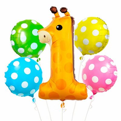 Ballongbukett Giraff Siffra 1 - 5-pack