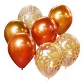 Ballonger Guld/Koppar Metallic Mix - 7-pack