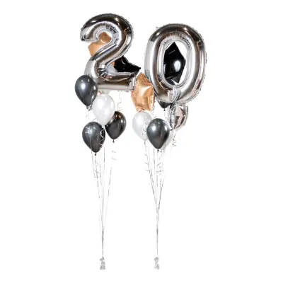Ballongbukett Happy Birthday 20 Silver