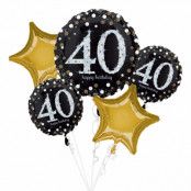 Ballongbukett Happy Birthday 40 Glittrande