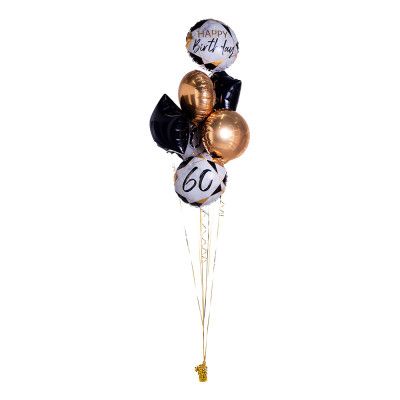 Ballongbukett Marble Birthday 60 Guld/Svart