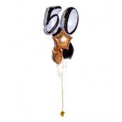 Ballongbukett Marble Shape Birthday 50 Guld/Svart