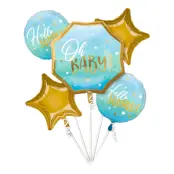 Ballongbukett Oh Baby Blå/Guld