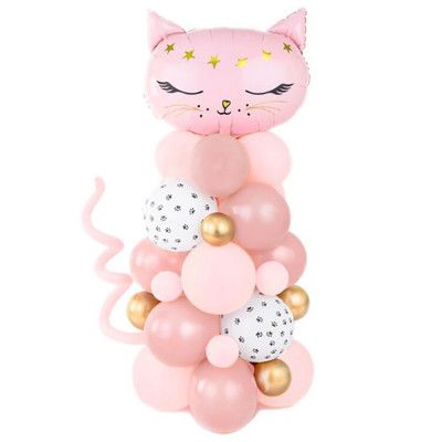 Ballongbukett Rosa Katt