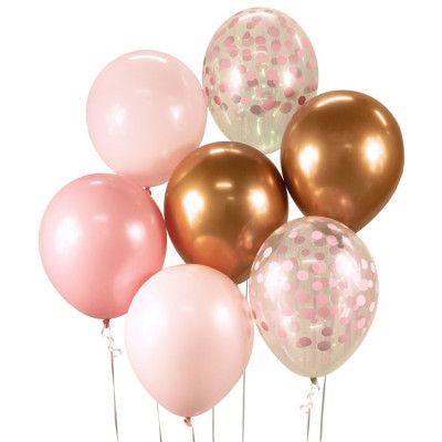 Ballongbukett Rosa&Koppar 7-pack