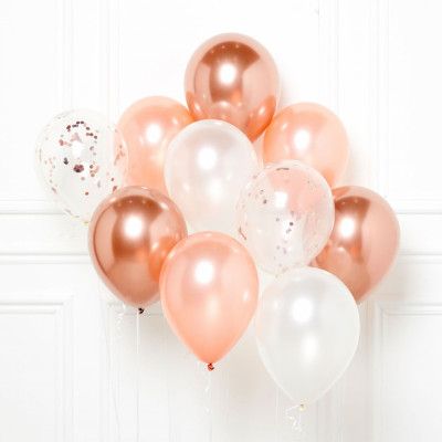 Ballongbukett Roséguld/Krom - 10-pack
