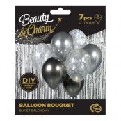 Ballongbukett Silver/Vit - 7-pack