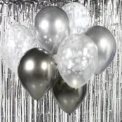 Ballongbukett Silver/Vit - 7-pack