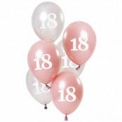 Ballonger 18 åsrs rosa glossy 23 cm 6-pack