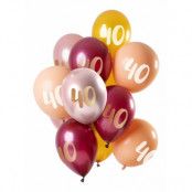 Ballonger 40 års rosa/guld 33 cm 12-pack
