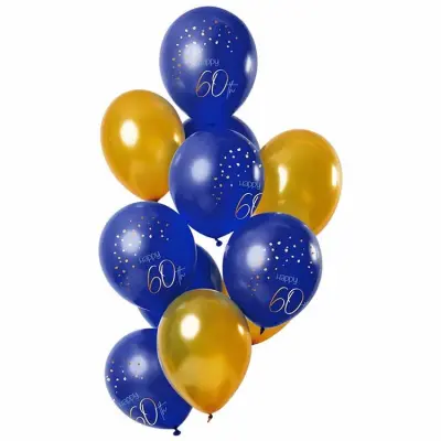 Ballonger 60 års Elegant True Blue 33cm 12-pack