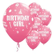 Ballonger Birthday Girl Rosa - 6-pack