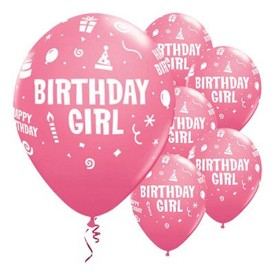 Ballonger Birthday Girl Rosa - 6-pack