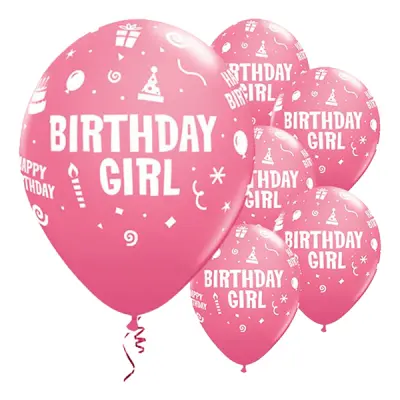 Ballonger Birthday Girl Rosa - 6-pack