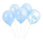 Ballonger Blå Happy Birthday Konfetti - 5-pack