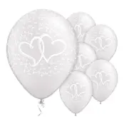 Ballonger Bröllop Hjärtan Vita - 25-pack